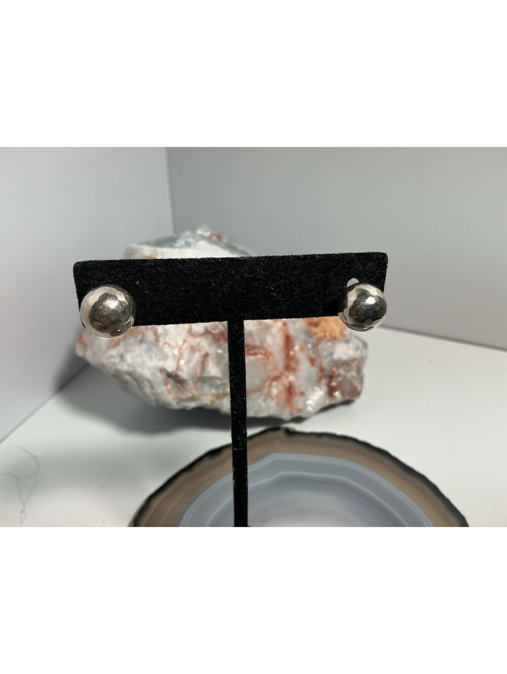 RARE SILPADA STERLING SILVER ROUND HAMMERED BALL SHAPED EARRING STUDS 925